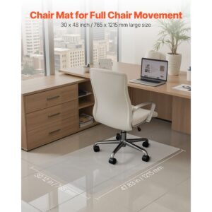 chair mat, 30 x 48 inch transparent office chair mat for hard floors, floor protector for rolling chairs, non slip & easy to clean, smooth glide under desk rug for home office (rectangular)
