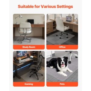 chair mat, 36 x 48 inch office chair mat for carpeted floors, plastic floor protector rug with studded, non slip & easy to clean, smooth glide under desk rug for home office (rectangular)
