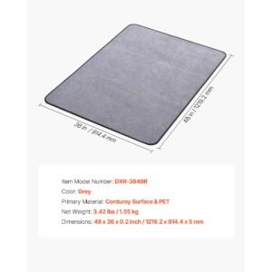 chair mat, 36 x 48 inch office chair mat for hard floors, floor protector for rolling chairs, corduroy surface, non slip & easy to clean, smooth glide under desk rug for home office (grey)