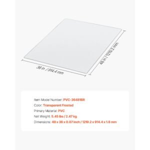 chair mat, 36 x 48 inch transparent office chair mat for hard floors, floor protector for rolling chairs, non slip & easy to clean, smooth glide under desk rug for home office (rectangular)