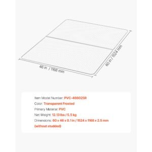 chair mat, 60 x 46 inch office chair mat for low pile carpeted floors, clear floor protector rug with studded, non slip & easy to clean, smooth glide under desk rug for home office (rectangular)