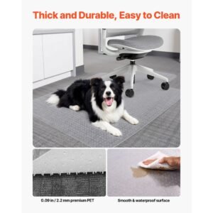 chair mat with lip, 36 x 48 inch office chair mat for low pile carpeted floors, clear floor protector rug with studded, non slip & easy to clean, smooth glide under desk rug for home office