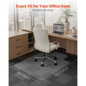 chair mat with lip, 36 x 48 inch office chair mat for low pile carpeted floors, plastic floor protector rug with studded, non slip & easy to clean, smooth glide under desk rug for home office
