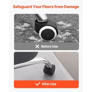 chair mat with lip, 36 x 48 inch office chair mat for low pile carpeted floors, plastic floor protector rug with studded, non slip & easy to clean, smooth glide under desk rug for home office