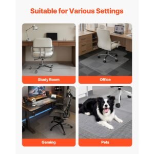 chair mat with lip, 36 x 48 inch office chair mat for low pile carpeted floors, plastic floor protector rug with studded, non slip & easy to clean, smooth glide under desk rug for home office
