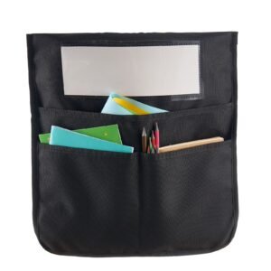 chair pockets for classroom, 24 pack, 14 x 15 inches chairback buddy pocket with name tag, back of chair organizer for kids in classroom, kindergarten, school, and home, black