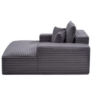 Chaise Lounge Chair, 48 in Boneless Chaise Lounge Indoor, Modern Upholstered Oversized Reading Chair with Throw Pillows & Armrests, Sofa Couch Deep Seat Sleeper for Living Room, Bedroom, Balcony