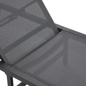 chaise lounge chairs outdoor, aluminum patio lounge chairs with adjustable 5 position, folding pool lounge chairs recliner and full flat tanning chairs for patio, beach, pool, dark grey, 2 pcs