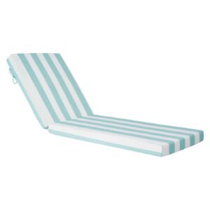 chaise lounge cushion, 80 x 26 x 4 in, set of 2 outdoor lounge chair cushions, waterproof & fade resistant sun lounger cushions with ties, patio lounger pads for pool deck, green & white stripes