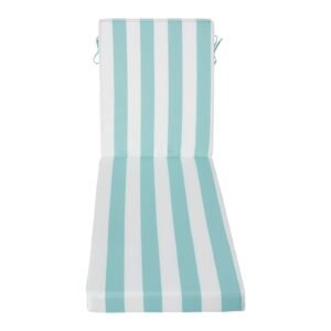 Chaise Lounge Cushion, 80 x 26 x 4 in, Set of 2 Outdoor Lounge Chair Cushions, Waterproof & Fade-Resistant Sun Lounger Cushions with Ties, Patio Lounger Pads for Pool Deck, Green & White Stripes