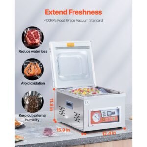 chamber vacuum sealer, dz 260a 6.5 m³/h pump rate, excellent sealing effect with automatic control, 110v kitchen packaging machine for fresh meats, fruit saver, home, commercial using