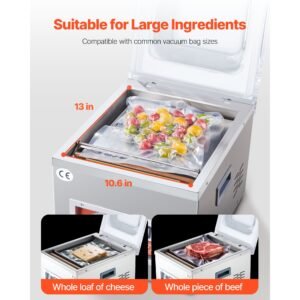 chamber vacuum sealer, dz 260a 6.5 m³/h pump rate, excellent sealing effect with automatic control, 110v kitchen packaging machine for fresh meats, fruit saver, home, commercial using