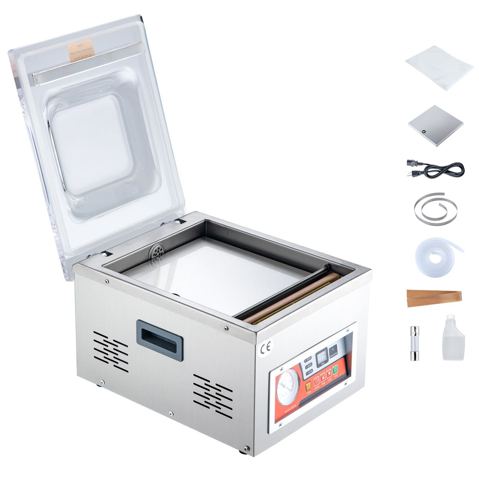 chamber vacuum sealer, dz 260a 6.5 m³/h pump rate, excellent sealing effect with automatic control, 110v kitchen packaging machine for fresh meats, fruit saver, home, commercial using