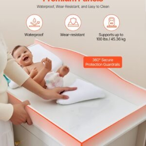 changing table dresser, baby diaper change station with 3 drawers, multi functional modern changing table dresser with storage organizer nursery for children's room, white
