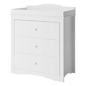 Changing Table Dresser, Baby Diaper Change Station with 3 Drawers, Multi-Functional Modern Changing Table Dresser with Storage Organizer Nursery for Children's Room, White