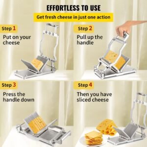 cheese cutter with wire 1 cm & 2 cm cheeser butter cutting blade replaceable cheese slicer wire, aluminum alloy commercial cheese slicer with 304 stainless steel wire kitchen cooking baking tool