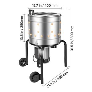 chicken plucker machine, 15.7 in drum, 550w & 275rpm electric chicken plucking machine with 114 soft fingers & transport wheels, stainless steel feather remover for processing 1 2 chicks once