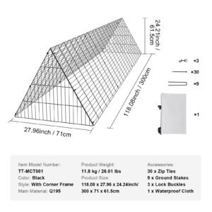 chicken tunnels, 118.1 x 28 x 24.2 inch (lxwxh) chicken tunnels for yard, portable chicken tunnels for outside easy installation, chicken coop run, suitable for chickens, ducks, rabbits