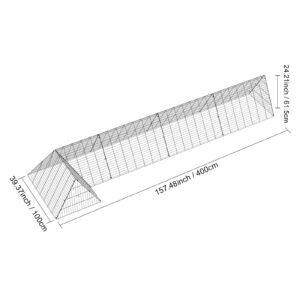 chicken tunnels, 157.5 x 39.4 x 24.2 inch(lxwxh) chicken tunnels for yard, portable chicken tunnels for outside with corner frames, chicken coop run, suitable for chickens, ducks, rabbits