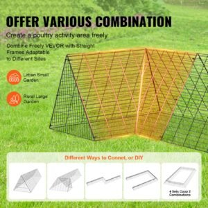 chicken tunnels, 236.2 x 157.5 x 24.2 inch(lxwxh) chicken tunnels for yard, portable chicken tunnels for outside with corner frames, 2 sets, suitable for chickens, ducks, rabbits