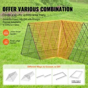 chicken tunnels, 287 x 78.7 x 24.2 inch(lxwxh) chicken tunnels for yard, portable chicken tunnels for outside with corner frames, 2 sets, suitable for chickens, ducks, rabbits