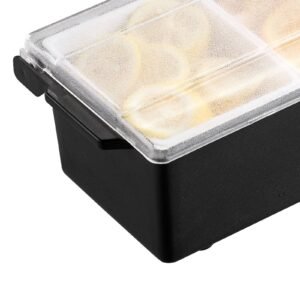chilled condiment server, 4 compartment ice cooled condiment serving container, chilled garnish tray bar caddy with lid, for bartending & serving taco, salad, fruit, home & restaurant supplies