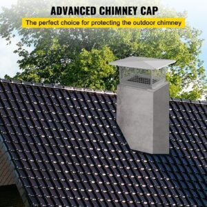 chimney cap, 13" x 13" flue caps, 304 stainless steel fireplace chimney cover, adjustable metal spark arrestor with bolts screws, mesh chimney flue cover for outside existing clay flue tile