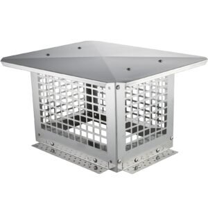 Chimney Cap, 13 x 9 inch, 304 Stainless Steel Fireplace Chimney Cover, Not Easily Toppled & Practical Accessories & Easy Installation, Fits Mesh Flue Covers Outside Clay Flue Shingles, Silver
