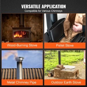 chimney cap, 6 inch, 304 stainless steel round roof rain cap, 11.81 inch increased caps, all weather & reinforced screws & easy installation, for perfect insulation vent cover outside, silver