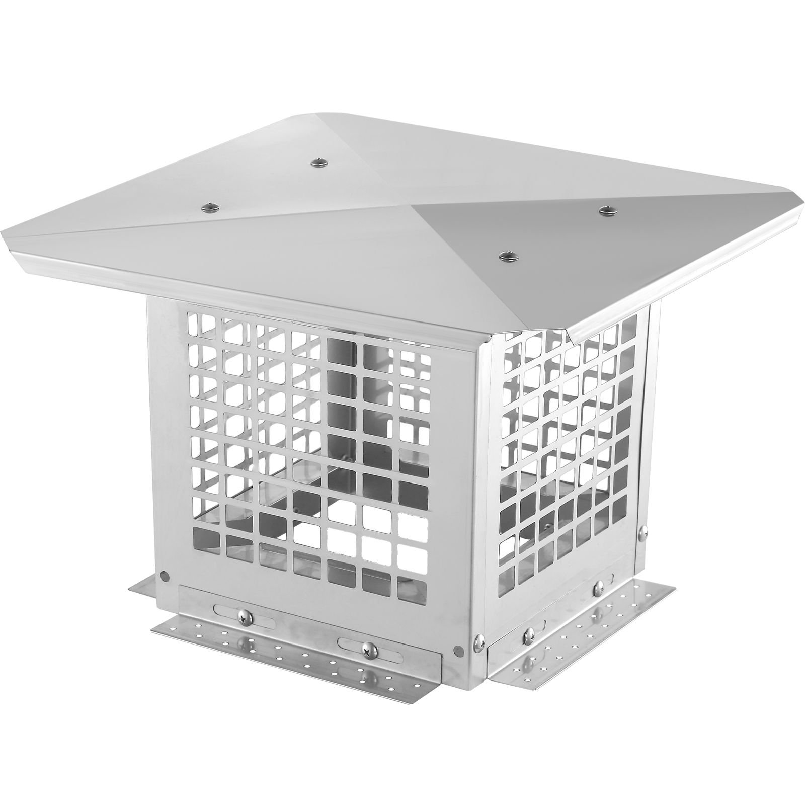 chimney cap, 9 x 9 inch, 304 stainless steel fireplace chimney cover, not easily toppled & practical accessories & easy installation, fits mesh flue covers outside clay flue shingles, silver