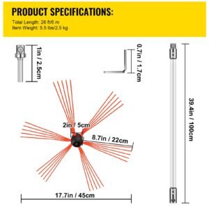 chimney sweep kit 26ft, chimney brush 315 inch chimney brush rod kit 8 rods with nylon flexible rods .