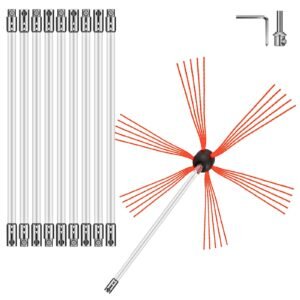 Chimney Sweep Kit 33FT, Chimney Cleaning Tool Kits with 10 Nylon Flexible Rods, Chimney Brush 394 Inch for Sweeping Fireplace
