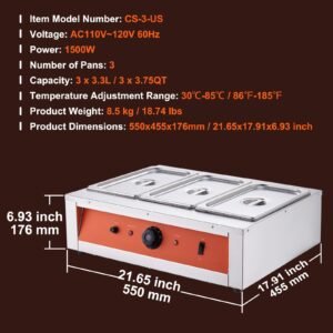 chocolate tempering machine, 26.5 lbs 3 tanks chocolate melting pot temp control 86 185 f, 1500w stainless steel electric commercial food warmer for chocolate/milk/cream melting and heating