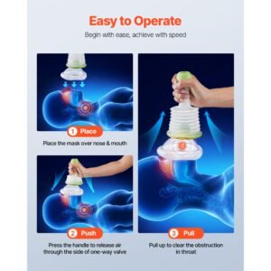choking rescue device, portable airway clear anti choking suction device with 5 multi size masks and 1 storage bag, first aid kit for removing blocked objects, for home, school, travel
