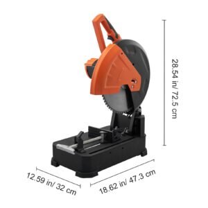 chop saw, 14"/355mm blade diameter cut off saw, 2800w 1200rpm steel cutting machine, 0 45° adjustable dry cut chop saw, miter saw for cutting metal cold cut saw for steel/rebar/iron/aluminum