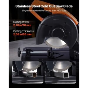 chop saw, 7 1/4 in stainless steel cold cut blade, 1200 w motor, 4000 r/min speed, 0 45° adjustable cutting angle, metal cutting chop saw for metal square and flat tubes, i shaped steels