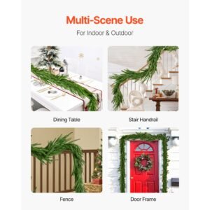 christmas garland, 5 ft realistic norfolk pine garland, evergreen real touch artificial faux greenery garlands, for holiday indoor outdoor xmas decoration on table, mantel, and fireplace