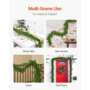 christmas garland, 6 ft realistic norfolk pine garland, evergreen real touch artificial faux greenery garlands, for holiday indoor outdoor xmas decoration on table, mantel, and fireplace