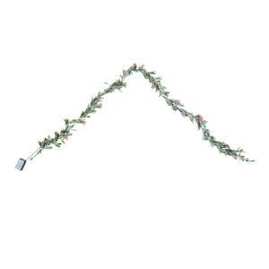 christmas garland, 6.6 ft realistic greenery decorated with vines, olive leaves, and berries, evergreen faux garlands with light string for indoor outdoor xmas decoration on mantel fireplace