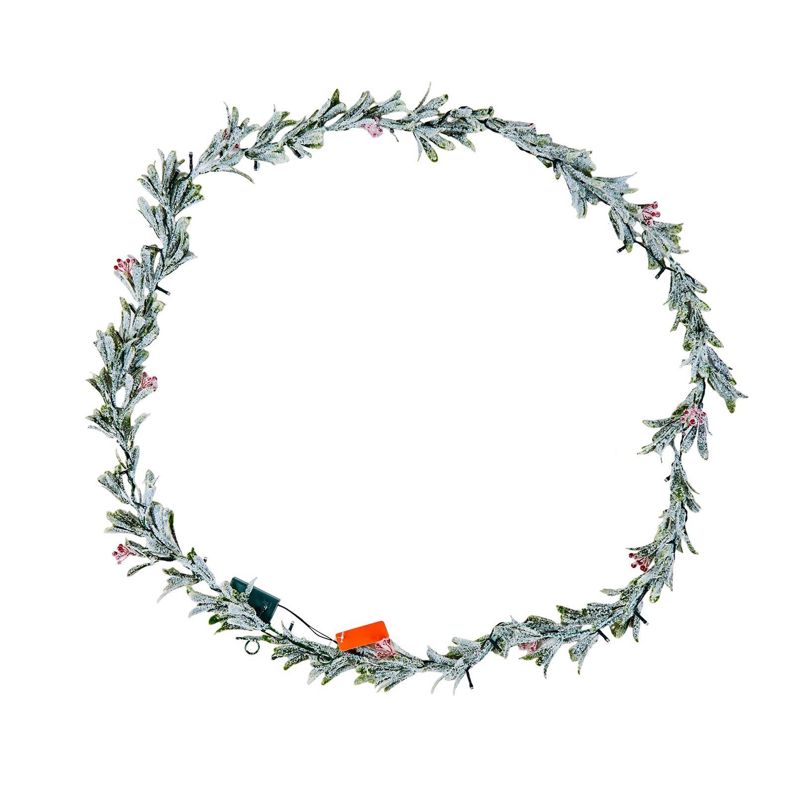 christmas garland, 9 ft realistic greenery decorated with vines, olive leaves, and berries, evergreen faux garlands with light string for indoor outdoor xmas decoration on mantel fireplace