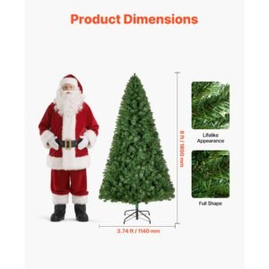 christmas tree, 6ft artificial xmas tree, full holiday decor trees with 1250 branch tips & sturdy metal base for home party office decoration