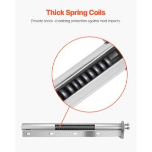 chrome straight spring loaded mud flap hangers, 1 1/8" bolt spacing mudflap hangers for semi trucks, 1 pair heavy duty semi truck mud flap hanger set with reflective strips, silver
