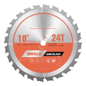 Circular Saw Blade, 10 inch Diameter, 24 Sharp Alloy Teeth, 5/8 inch Arbor, Fine Finish, Wood Cutting Blade for Circular Saw, with Noise-Reducing Heat Vents, for Cutting Plywood, OSB, Hardwood