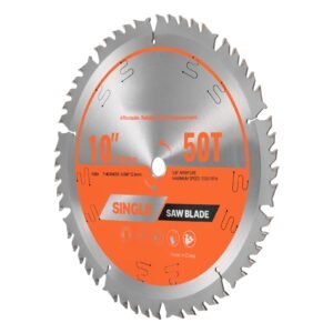 circular saw blade, 10 inch diameter, 50 sharp alloy teeth, 5/8 inch arbor, fine finish, wood cutting blade for circular saw, with noise reducing heat vents, for cutting plywood, osb, hardwood