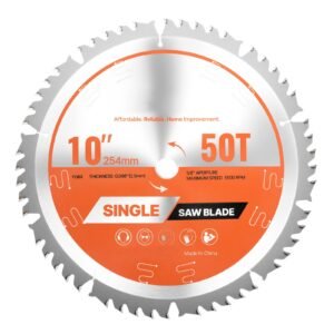 Circular Saw Blade, 10 inch Diameter, 50 Sharp Alloy Teeth, 5/8 inch Arbor, Fine Finish, Wood Cutting Blade for Circular Saw, with Noise-Reducing Heat Vents, for Cutting Plywood, OSB, Hardwood