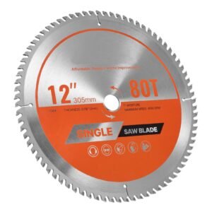 Circular Saw Blade, 12 inch Diameter, 80 Sharp Alloy Teeth, 1 inch Arbor, Fine Finish, Wood Cutting Blade for Circular Saw, with Noise-Reducing Heat Vents, for Cutting Plywood, OSB, Hardwood