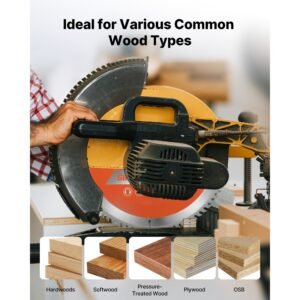 circular saw blade, 12 inch diameter, 80 sharp alloy teeth, 1 inch arbor, fine finish, wood cutting blade for circular saw, with noise reducing heat vents, for cutting plywood, osb, hardwood