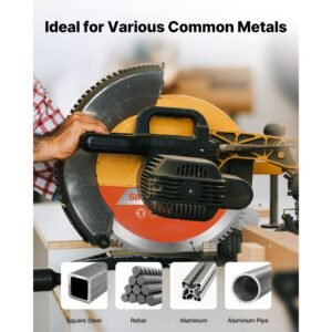 circular saw blade, 14 inch diameter, 66 sharp alloy teeth, 1 inch arbor, fine finish, metal cutting blade for circular saw, with noise reducing heat vents, for cutting steel and aluminum