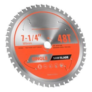 Circular Saw Blade, 7-1/4 inch Diameter, 48 Sharp Alloy Teeth, 5/8 inch Arbor, Fine Finish, Metal Cutting Blade for Circular Saw, with Noise-Reducing Heat Vents, for Cutting Steel and Aluminum