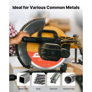 circular saw blade, 7 1/4 inch diameter, 48 sharp alloy teeth, 5/8 inch arbor, fine finish, metal cutting blade for circular saw, with noise reducing heat vents, for cutting steel and aluminum